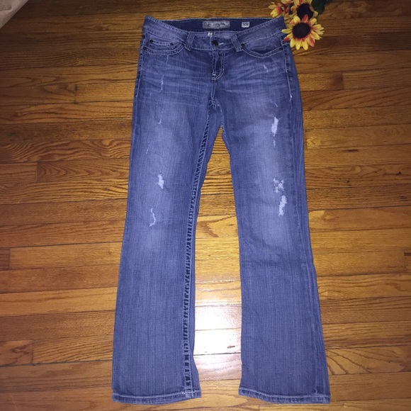 BKE Payton Blue Wash Bootcut Distressed 30x31 1/2 - Picture 5 of 8